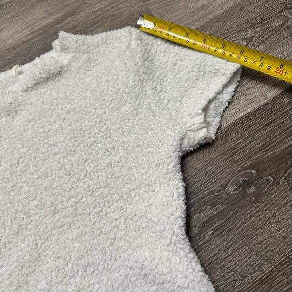 Skims fuzzy knit t-shirt slim fit Sherpa top size s/m off white plush tee - Picture 9 of 11